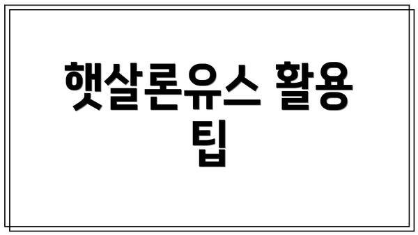 햇살론유스 활용 팁