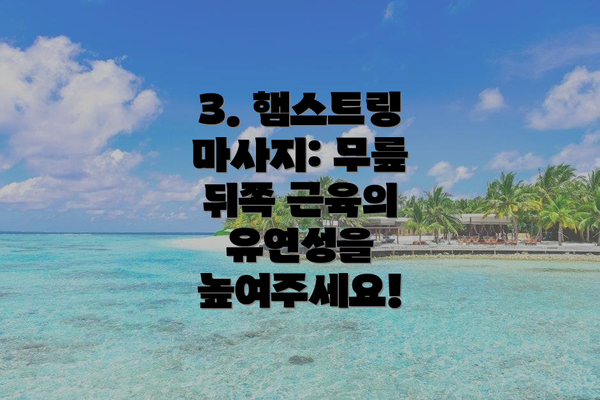 3. 햄스트링 마사지: 무릎 뒤쪽 근육의 유연성을 높여주세요!