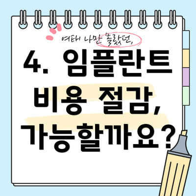 4. 임플란트 비용 절감, 가능할까요?