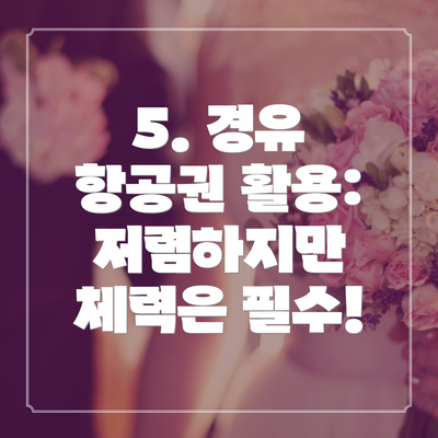 5. 경유 항공권 활용: 저렴하지만 체력은 필수!