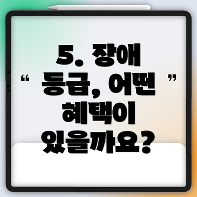 5. 장애 등급, 어떤 혜택이 있을까요?