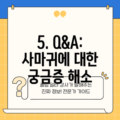 5. Q&A: 사마귀에 대한 궁금증 해소