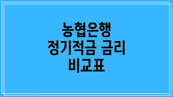 농협은행 정기적금 금리 비교표