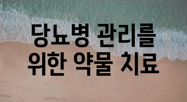 당뇨병 관리를 위한 약물 치료