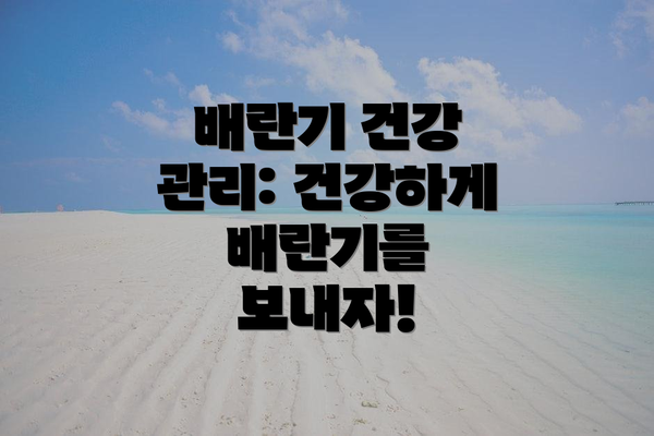 배란기 건강 관리: 건강하게 배란기를 보내자!