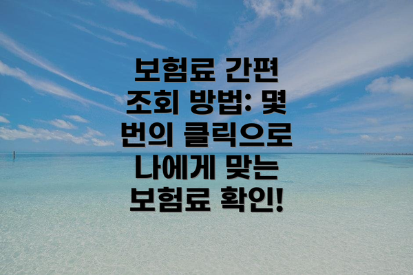 보험료 간편 조회 방법: 몇 번의 클릭으로 나에게 맞는 보험료 확인!