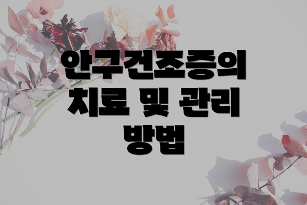 안구건조증의 치료 및 관리 방법