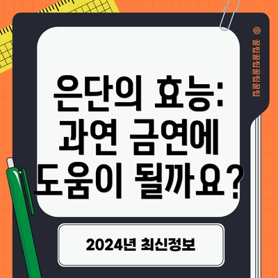 은단의 효능: 과연 금연에 도움이 될까요?
