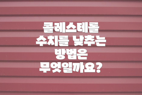 콜레스테롤 수치를 낮추는 방법은 무엇일까요?
