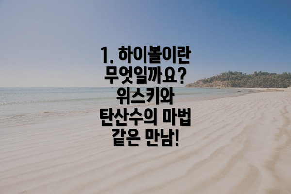 1. 하이볼이란 무엇일까요? 위스키와 탄산수의 마법 같은 만남!