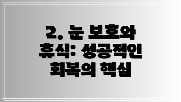 2. 눈 보호와 휴식: 성공적인 회복의 핵심