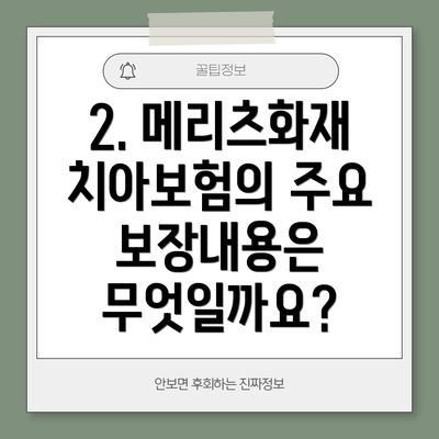 2. 메리츠화재 치아보험의 주요 보장내용은 무엇일까요?