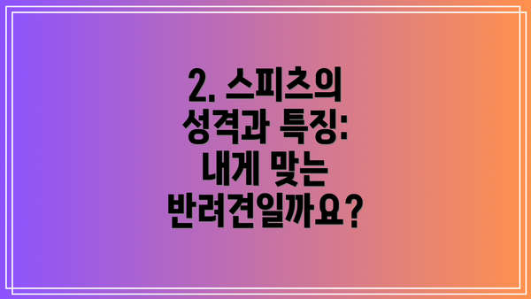 2. 스피츠의 성격과 특징:  내게 맞는 반려견일까요?