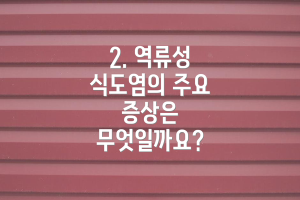 2. 역류성 식도염의 주요 증상은 무엇일까요?