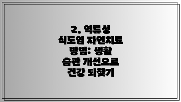 2. 역류성 식도염 자연치료 방법: 생활 습관 개선으로 건강 되찾기