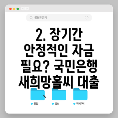 2. 장기간 안정적인 자금 필요? 국민은행 새희망홀씨 대출