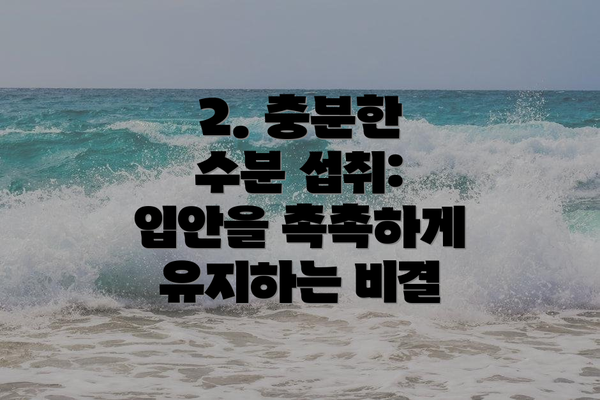 2. 충분한 수분 섭취: 입안을 촉촉하게 유지하는 비결