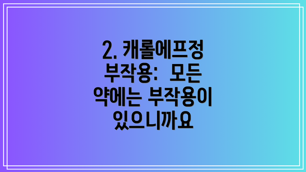 2. 캐롤에프정 부작용:  모든 약에는 부작용이 있으니까요