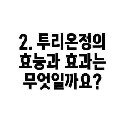 2. 투리온정의 효능과 효과는 무엇일까요?