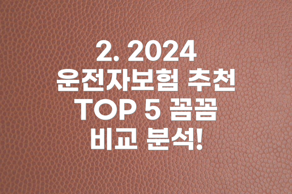 2. 2024 운전자보험 추천 TOP 5 꼼꼼 비교 분석!