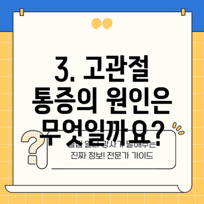 3. 고관절 통증의 원인은 무엇일까요?