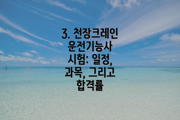 3. 천장크레인운전기능사 시험: 일정, 과목, 그리고 합격률