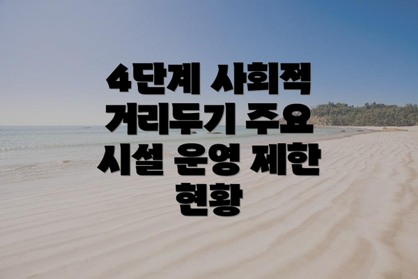 4단계 사회적 거리두기 주요 시설 운영 제한 현황