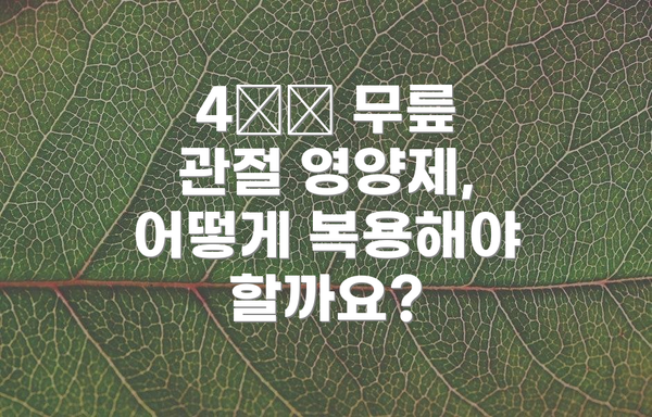 4️⃣ 무릎 관절 영양제, 어떻게 복용해야 할까요?