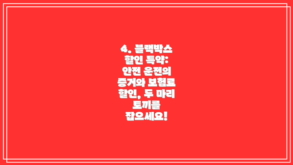 4. 블랙박스 할인 특약:  안전 운전의 증거와 보험료 할인, 두 마리 토끼를 잡으세요!