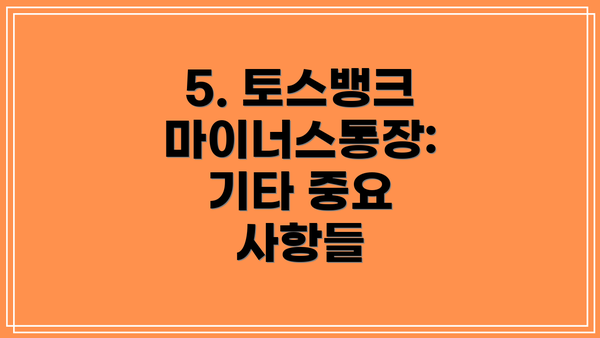 5. 토스뱅크 마이너스통장:  기타 중요 사항들