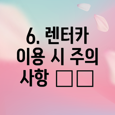6. 렌터카 이용 시 주의 사항 ⚠️
