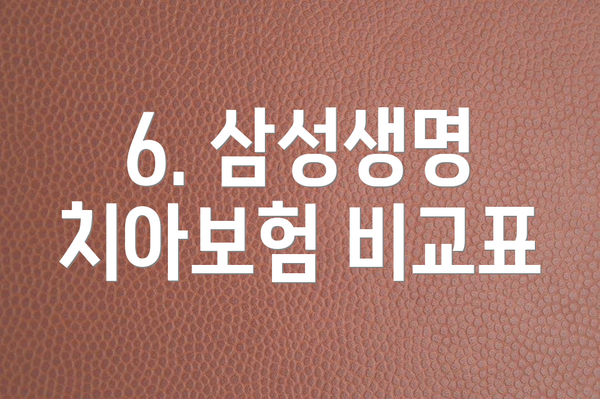 6. 삼성생명 치아보험 비교표
