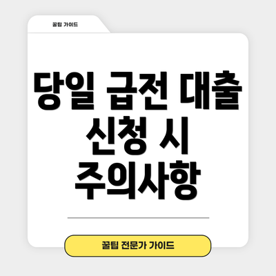 당일 급전 대출 신청 시 주의사항