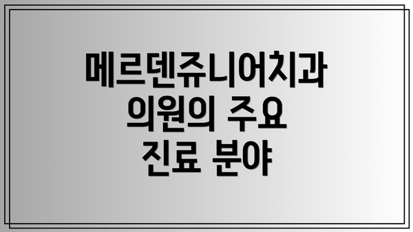 메르덴쥬니어치과의원의 주요 진료 분야