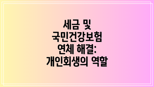 세금 및 국민건강보험 연체 해결: 개인회생의 역할