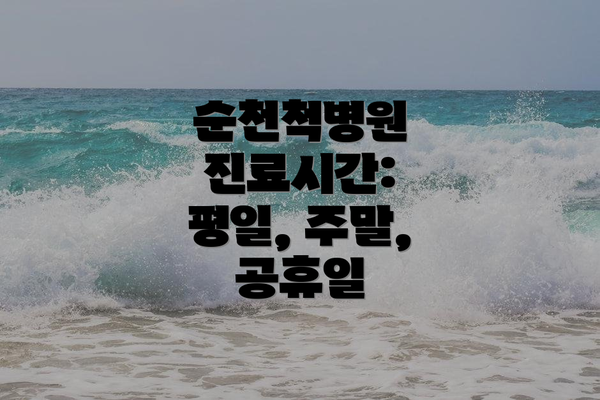 순천척병원 진료시간: 평일, 주말, 공휴일