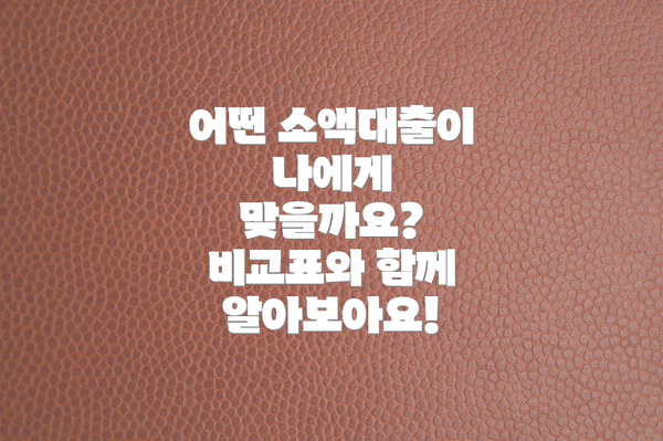 어떤 소액대출이 나에게 맞을까요?  비교표와 함께 알아보아요!