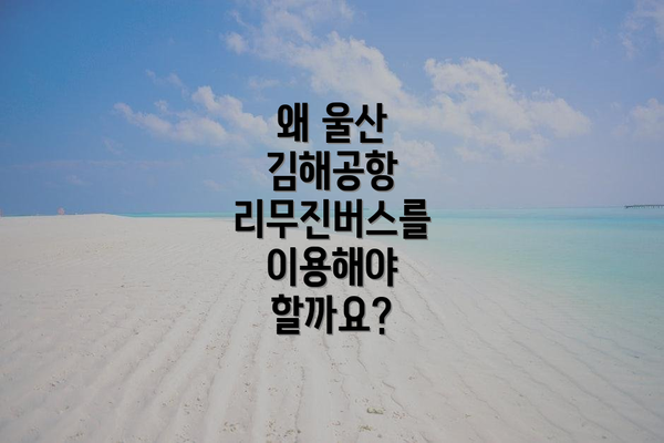 왜 울산 김해공항 리무진버스를 이용해야 할까요?