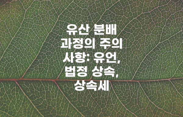 유산 분배 과정의 주의 사항: 유언, 법정 상속, 상속세
