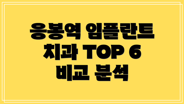 응봉역 임플란트 치과 TOP 6 비교 분석