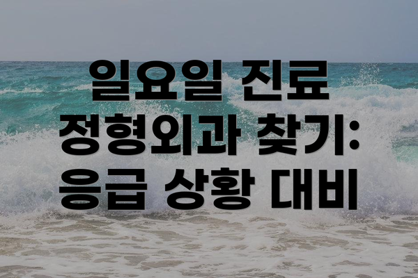 일요일 진료 정형외과 찾기: 응급 상황 대비