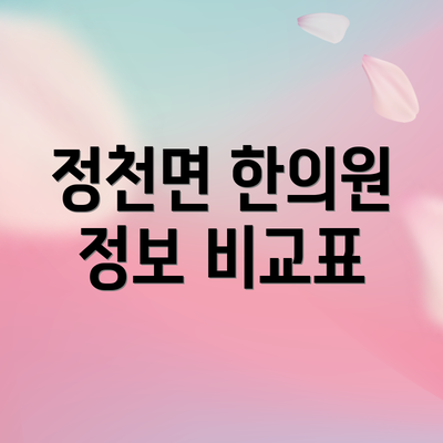 정천면 한의원 정보 비교표
