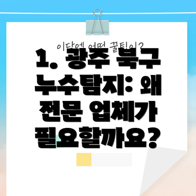 1. 광주 북구 누수탐지: 왜 전문 업체가 필요할까요?
