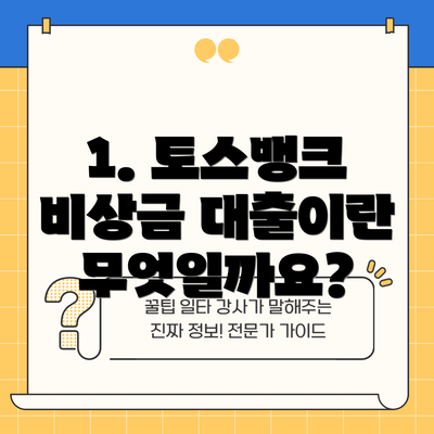 1. 토스뱅크 비상금 대출이란 무엇일까요?