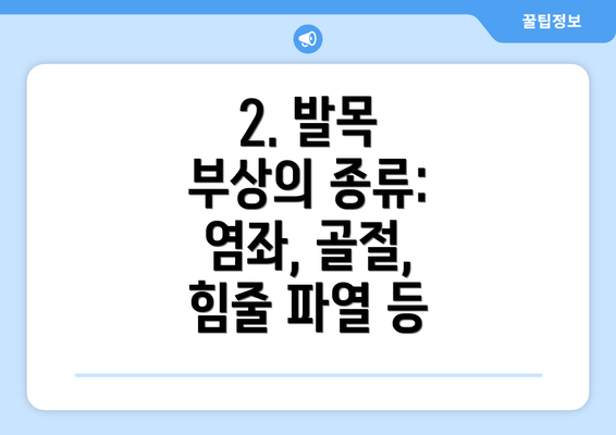 2. 발목 부상의 종류: 염좌, 골절, 힘줄 파열 등