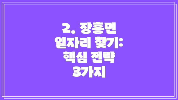 2. 장흥면 일자리 찾기: 핵심 전략 3가지