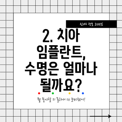 2. 치아 임플란트, 수명은 얼마나 될까요?