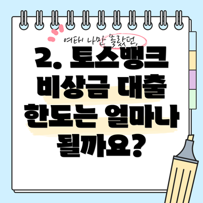 2. 토스뱅크 비상금 대출 한도는 얼마나 될까요?