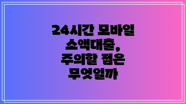 24시간 모바일 소액대출, 주의할 점은 무엇일까