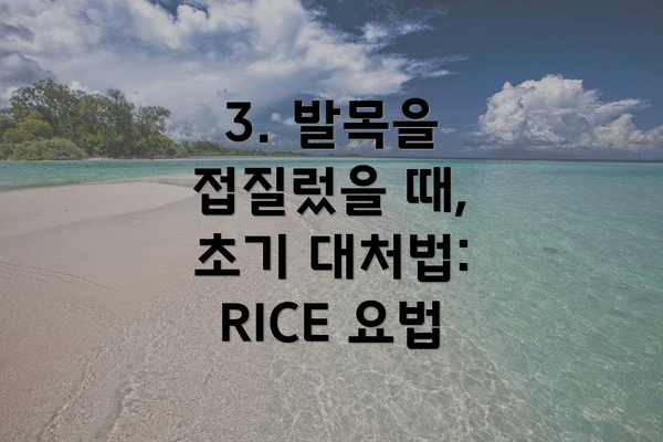 3. 발목을 접질렀을 때, 초기 대처법: RICE 요법